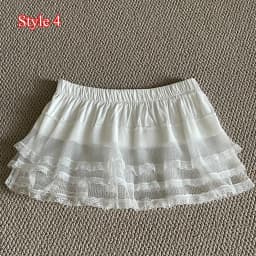 Y2K Mini Skirts Women Harajuku Aesthetic White Tulle Bandage Skirt Japanese Vintage Lolita Lace Trim Miniskirt Matching Pants