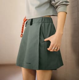 Maden New Outdoor A-Line Skort Shorts Women's Summer Lightweight Hiking Elastic Waist Pant Skirt Casual Versatile Green Bottoms