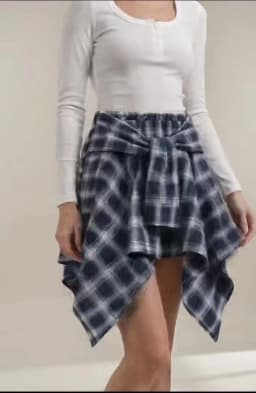 Summer Casual Retro Irregular Women Skirt Bow-knot Elastic Waist Shirt Style Blue White Lattice Mini A-line Shortskirt Female