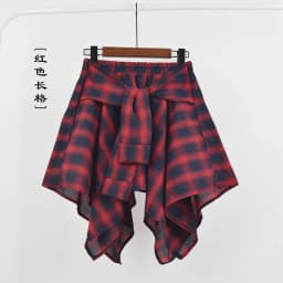 Summer Casual Retro Irregular Women Skirt Bow-knot Elastic Waist Shirt Style Blue White Lattice Mini A-line Shortskirt Female