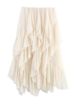 Irregular Ruffles Cake Skirt Pleated Cake Womens Skirt High Waist Faldas Mujer Japan Style Eleganr Skirts Spring Summer 2025