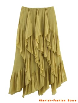Irregular Ruffles Cake Skirt Pleated Cake Womens Skirt High Waist Faldas Mujer Japan Style Eleganr Skirts Spring Summer 2025