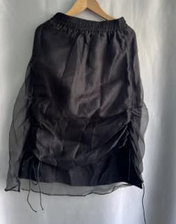 Summer Skirt Women's Clothing High Waist Organza Saia Drawstring Tunic Jupe Chic Irregular Mini Skirts 2025 Faldas Mujer De Moda