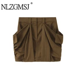 Nlzgmsj 2026 Spring High Street Trend Chic Women Mini Skirt Slim Pocket Decoration Mini Skirt New Fashion Leisure Skirt