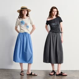 TOYOUTH Women Cotton Skirt 2026 Summer New Elastic Waist Patchwork Oversized Simple Casual A-Line Skirt