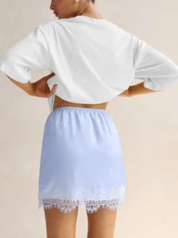 Lamuusaa Summer Lace Trim Mini Skirt y2k Women Clothes Solid Color Elastic High Wasit A Line Short Skirt Party Skirts Clubwear