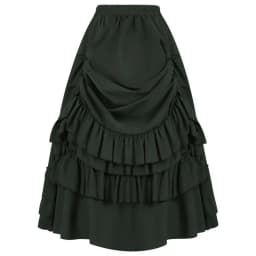 Cosplay Vintage Steampunk Dress Victorian Medieval Ruffled Satin & Lace Trim Gothic Skirts Women Corset Skirt Pirate Costumes