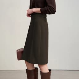 AMII Minimalist Skirts For Women 2026 Winter Straight Solid Knit Midi Skirt Patchwork Leather Casual Woman Clothing 12524092