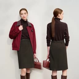 AMII Minimalist Skirts For Women 2026 Winter Straight Solid Knit Midi Skirt Patchwork Leather Casual Woman Clothing 12524092