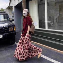 Trendy Vintage Polka Dot Print Maxi Skirt Women High Waist Long Skirt Design Spring Summer Clothes Loose Harajuku Y2k Skirts New