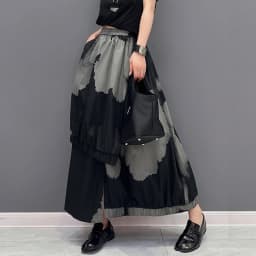 Painted Fashion New Japanese Style Woman Loose Fit Tide Long Green Black Vintage Printed Skirt Casual Streetwear Skirt JJSK076