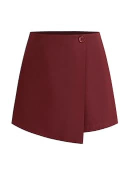 Streamgirl Asymmetric Mini Skorts For Women Summer Elastic High Waist Zipper Black Mini Skirts Shorts Ladies Casual Women Shorts