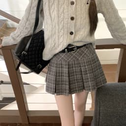 Korean style Winter Woolen Kawaii Mini Skirts Women Fashion Y2K Streetwear Tartan Pleated Plaid Skirt High Waist A-Line Skirt