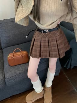 Korean style Winter Woolen Kawaii Mini Skirts Women Fashion Y2K Streetwear Tartan Pleated Plaid Skirt High Waist A-Line Skirt