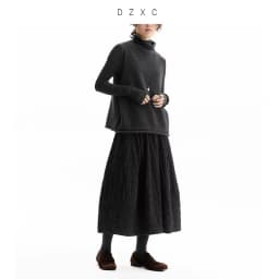 Versatile Umbrella Skirt~Autumn and Winter 100% Wool Jacquard Skirt for Women, Black Flower Bud Skirt