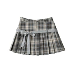 Women's Y2k A-line Pleated Skirt Vintage Plaid Mini Skirt Harajuku Korean Elegant Preppy Style Bow Skirts 2000s Clothes Summer