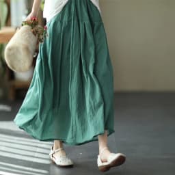 Johnature Women Vintage Cotton Linen Skirts Elastic Waist Solid Color Loose Casual Cloths 2025 Summer New Patchwork Skirts