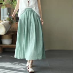 Johnature Women Vintage Cotton Linen Skirts Elastic Waist Solid Color Loose Casual Cloths 2025 Summer New Patchwork Skirts