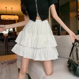2025 New Summer Women Skirt Fashion Pleated A-line Skirt Solid Color High-waisted Skirt Thin Versatile Mini Skirt Female