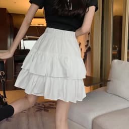 2025 New Summer Women Skirt Fashion Pleated A-line Skirt Solid Color High-waisted Skirt Thin Versatile Mini Skirt Female