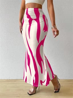 Women's Summer Bodycon Long Skirt Casual High Waist Zebra Print Slim Fit Skirt Elegant Fishtail Skirt