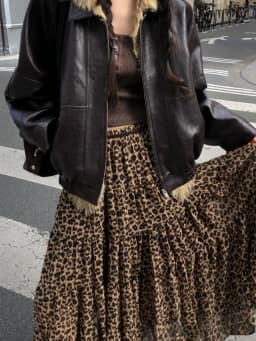Retro High Waist Slim Fit Leopard Print Long Skirt Women's Fashionable Swing Half Body Skirt Commute Style Autumn Winter