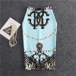 Streetwear Blue Skirt Ladies Spring Clothes Women's High Waist Harajuku Korean Style Vintage Print Skirt for Women Faldas Cortas
