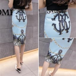 Streetwear Blue Skirt Ladies Spring Clothes Women's High Waist Harajuku Korean Style Vintage Print Skirt for Women Faldas Cortas