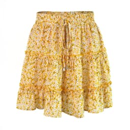 2026 Summer Floral Chiffon Skirts Women High Waisted Vintage Ruffles Printing Mini Skirt Casual Holiday Beach A-Line Skirts