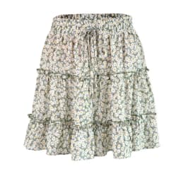 2026 Summer Floral Chiffon Skirts Women High Waisted Vintage Ruffles Printing Mini Skirt Casual Holiday Beach A-Line Skirts