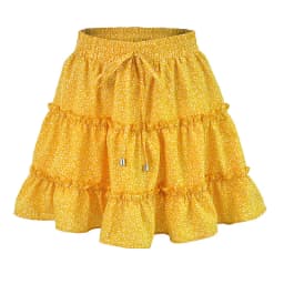 2026 Summer Floral Chiffon Skirts Women High Waisted Vintage Ruffles Printing Mini Skirt Casual Holiday Beach A-Line Skirts