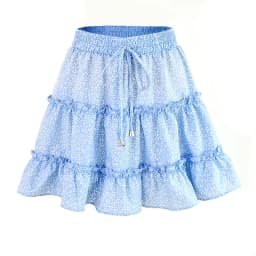 2026 Summer Floral Chiffon Skirts Women High Waisted Vintage Ruffles Printing Mini Skirt Casual Holiday Beach A-Line Skirts