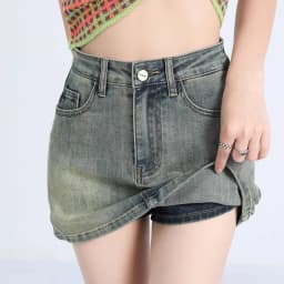 Sexy Retro High Waist Denim  Skirt Women's Anti-Light Versatile Slimming American Hot Girl f-length Summer Skirt