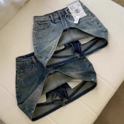 Sexy Retro High Waist Denim  Skirt Women's Anti-Light Versatile Slimming American Hot Girl f-length Summer Skirt