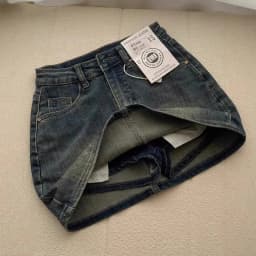Sexy Retro High Waist Denim  Skirt Women's Anti-Light Versatile Slimming American Hot Girl f-length Summer Skirt