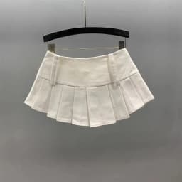 Low Waist Sexy Hot Girl Denim Skirt Women's Summer New American Retro A Word Pleated Skirt