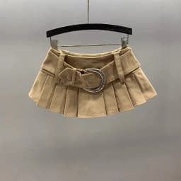 Low Waist Sexy Hot Girl Denim Skirt Women's Summer New American Retro A Word Pleated Skirt