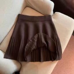 Pleated Mini Skirts Korean Sweet Knitted Skirts Sweet Elastic Waist Ladies Casual Youthful For Women's Clothes Solid Fashion New