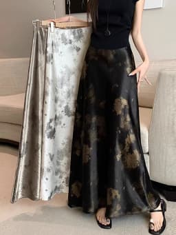 Tie-dye Satin Mermaid Skirt: High Waist Flowy Drape Bodycon Midaxi Skirts For Women Slimming & Hip Covering