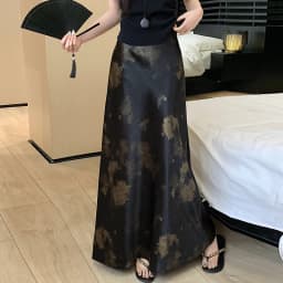 Tie-dye Satin Mermaid Skirt: High Waist Flowy Drape Bodycon Midaxi Skirts For Women Slimming & Hip Covering