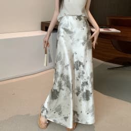 Tie-dye Satin Mermaid Skirt: High Waist Flowy Drape Bodycon Midaxi Skirts For Women Slimming & Hip Covering