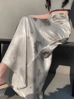 Tie-dye Satin Mermaid Skirt: High Waist Flowy Drape Bodycon Midaxi Skirts For Women Slimming & Hip Covering