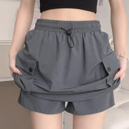 Summer Female Ins Korean Cargo Short Skirts Hot Sale Women Quick Drying Dress Girls Drawstring High Waist Thin Skirts
