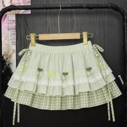Japanese Sweet Lolita Print Mini Skirt Women Kawaii Colorful Splicing Design Polka Dot Short Skirt Y2K Cute Bow Puffy Cake Skirt