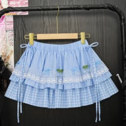 Japanese Sweet Lolita Print Mini Skirt Women Kawaii Colorful Splicing Design Polka Dot Short Skirt Y2K Cute Bow Puffy Cake Skirt