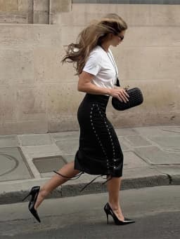 Women's Midi Skirt High Waist Side Lace‑Up Midi Skirt Bodycon Tie Adjust Hip Fitted Skirt City Date Going Out 2026 New For Women