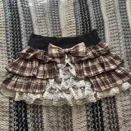 Y2K Coquette Brown Plaid Ruffle Mini Skirt Women Lace Layered Bow High Waist Micro Skort Streetwear Gothic Trend Lower Garment