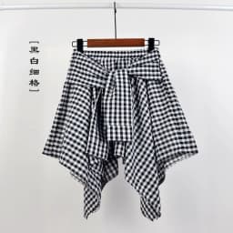 TOTRUST Fashion College Asymmetrical Skirt Women Summer Plaid Skirt Women Casual Students Fake Shirt Mini Skirt Female Saia