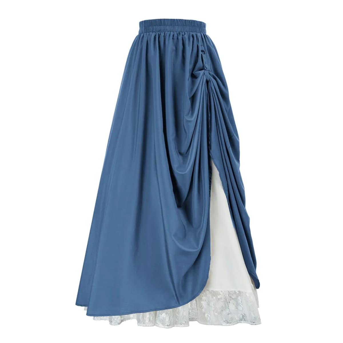 Brown Ruffled High Waisted Long Victorian Skirt Steampunk Lace Skirts Women Vintage Medieval Cosplay Costumes Party Gothic Skirt