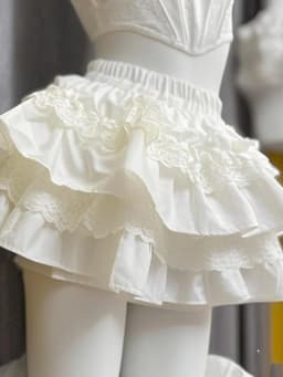 Lolita Sweet White Cake Skirt Women High Waist Sweet Lace Patchwork Slim Mini Skirts Japan Kawaii Spring Summer Ball Gown Skirt